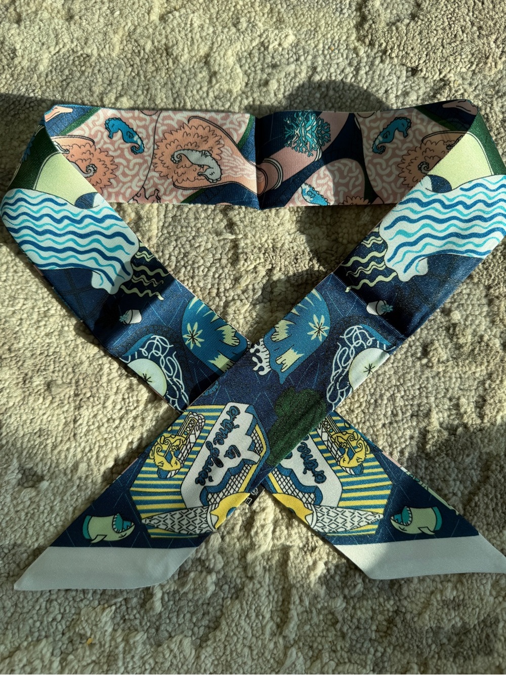 Designer-style Horse Print Twilly Scarf